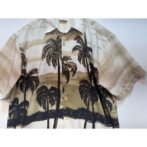 Island Tropics Hawaiian Shirt Mens Large Beige Black Button Up Shirt Sleeve Y2K - Picture 3 of 10